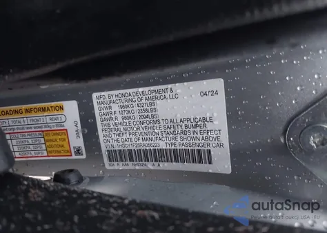 2024 Honda Accord Lx из США, поврежденный, VIN 1HGCY1F25RA056223